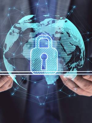Concepto de ciberseguridad con candado digital
